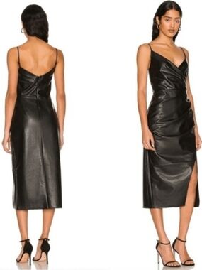 Faux Leather Midi Dress